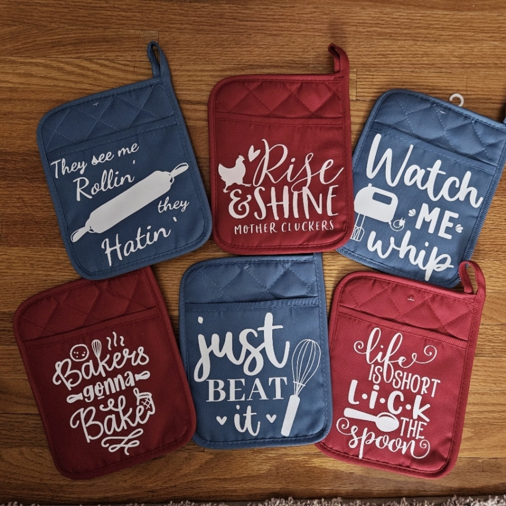 Handmade Farmhouse Pot Holders, Cute and Funny Sayings